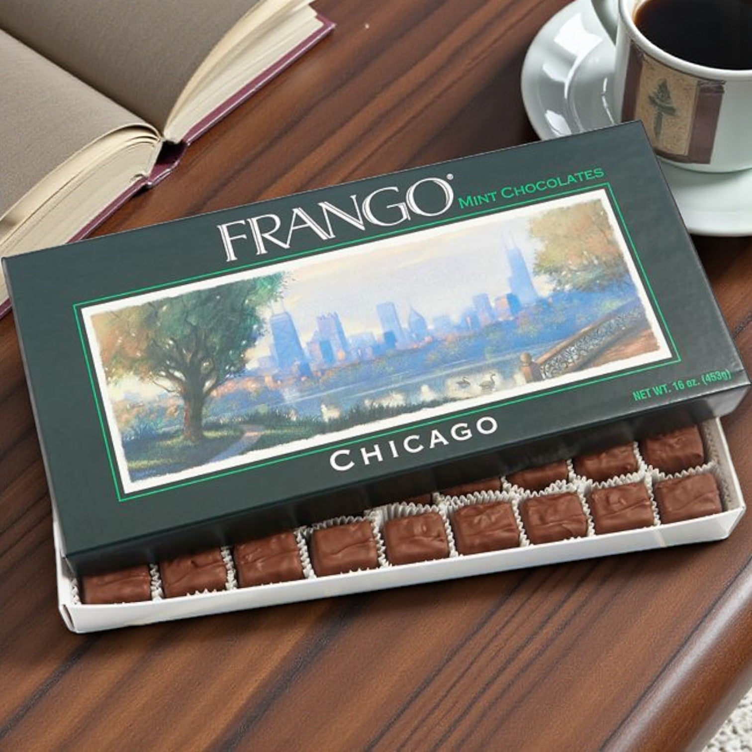 Frango Chocolates – 1 lb Chicago Skyline Milk Mint Box