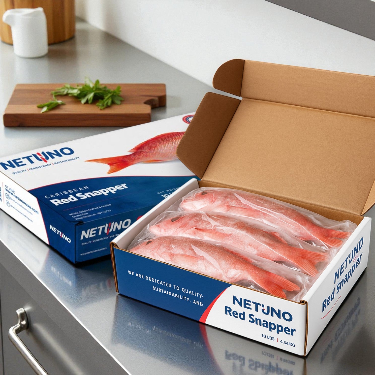 Frozen Whole Caribbean Red Snapper – 1–2 lb Average, 10 lb Box