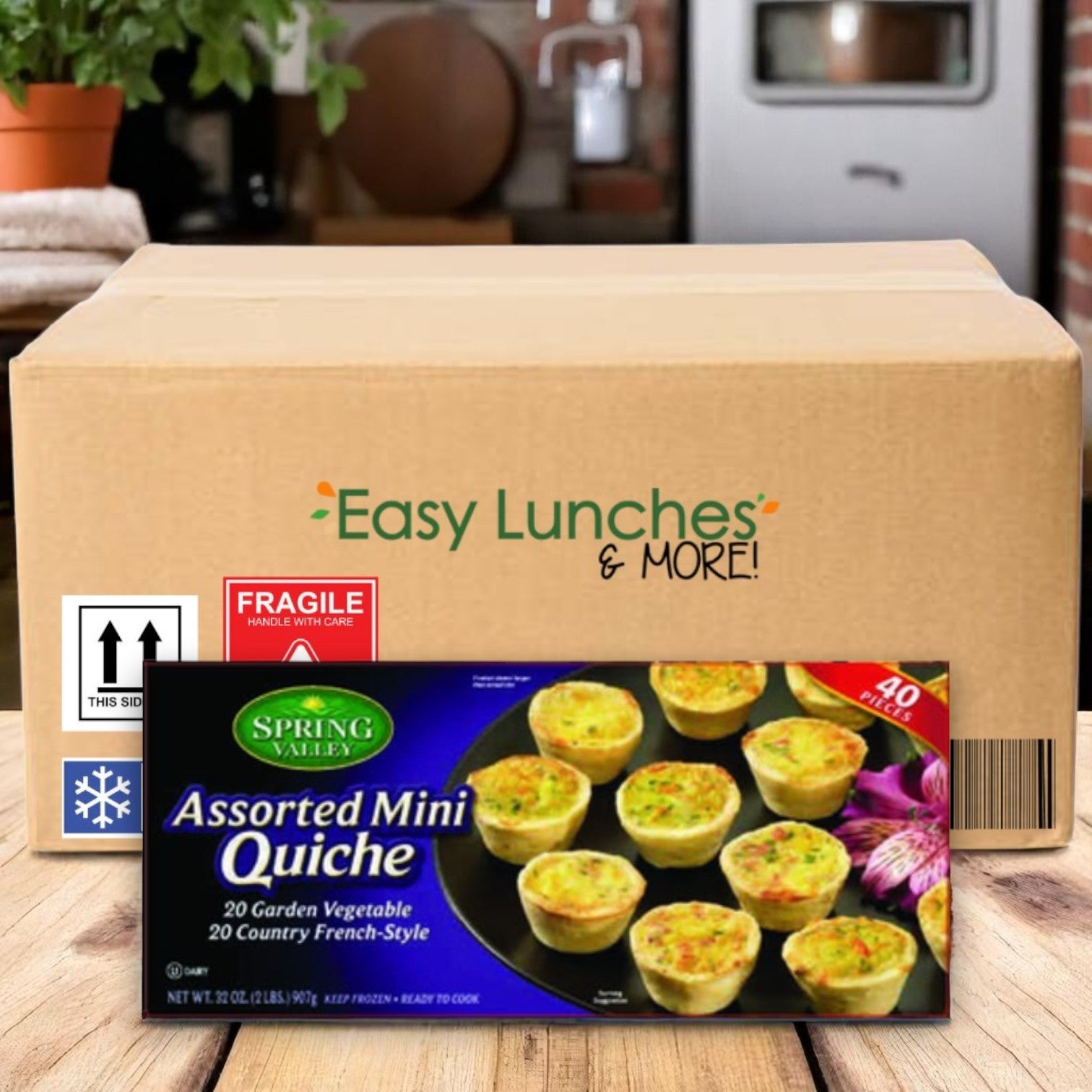 Spring Valley Frozen Mini Assorted Quiches – 6 Packs (32 oz Each), 240 Total Pieces
