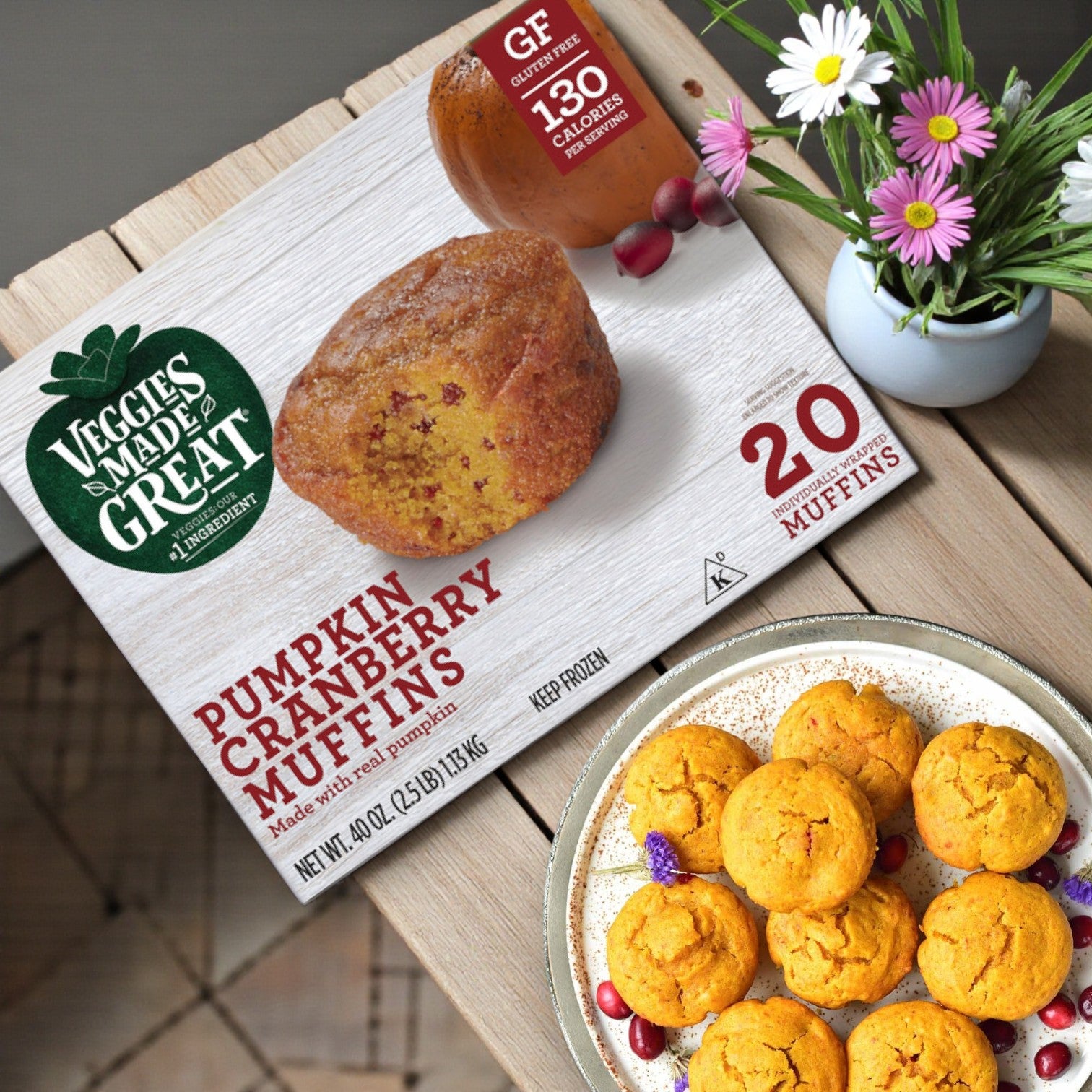 Garden Lites Pumpkin Cranberry Muffins – 2 oz, 20 Count