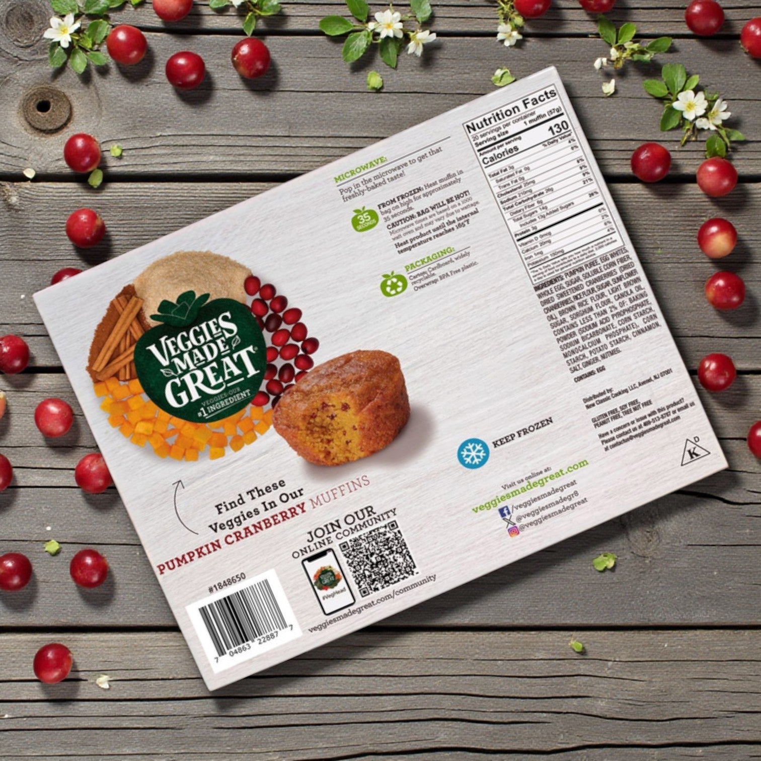 Garden Lites Pumpkin Cranberry Muffins – 2 oz, 20 Count