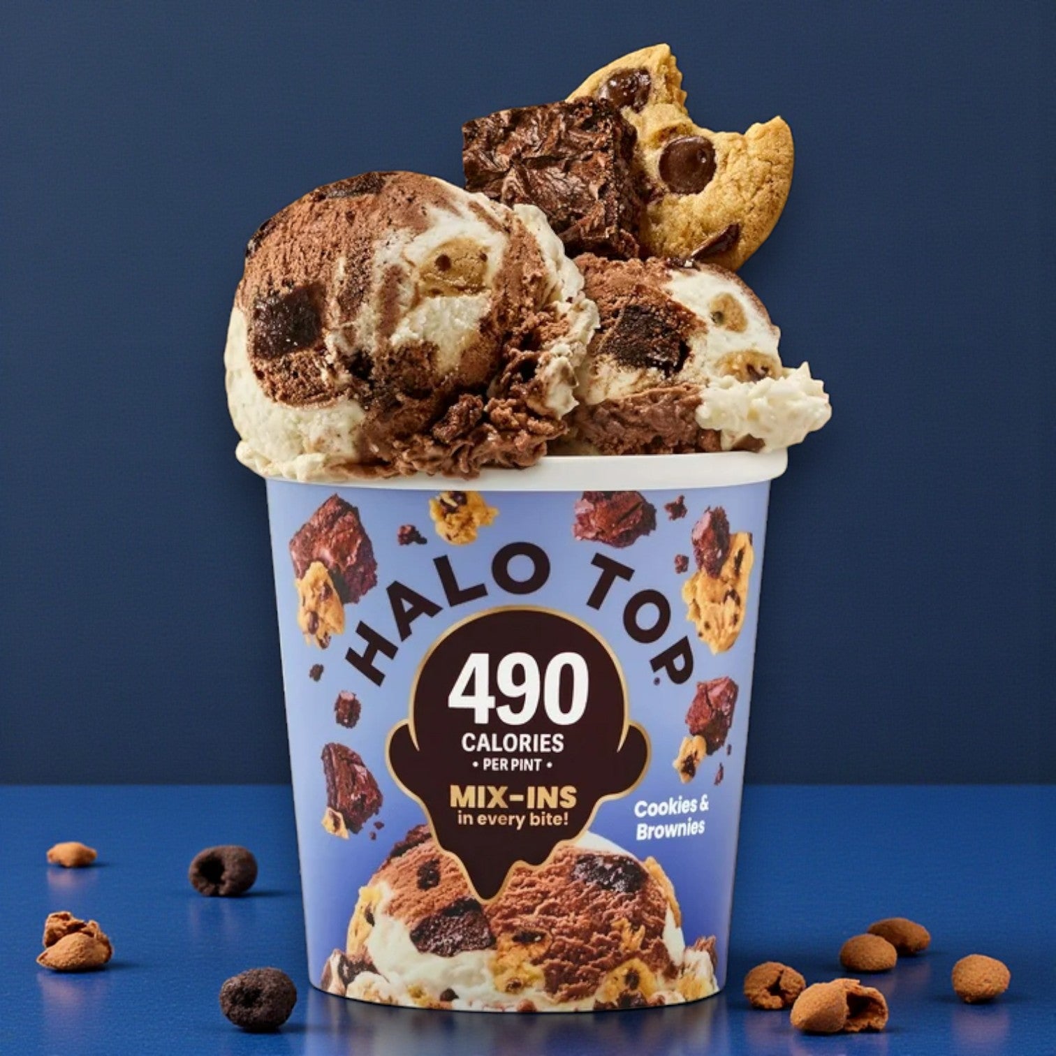 Halo Top Cookies & Chocolate Brownies Light Ice Cream – 16 fl oz Pints (3-Pack)