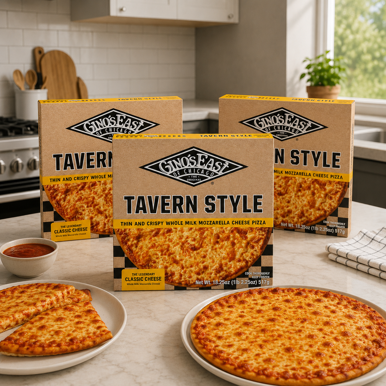 Gino's East Tavern Style Classic Cheese Pizza, 18.25 oz, 3 Count