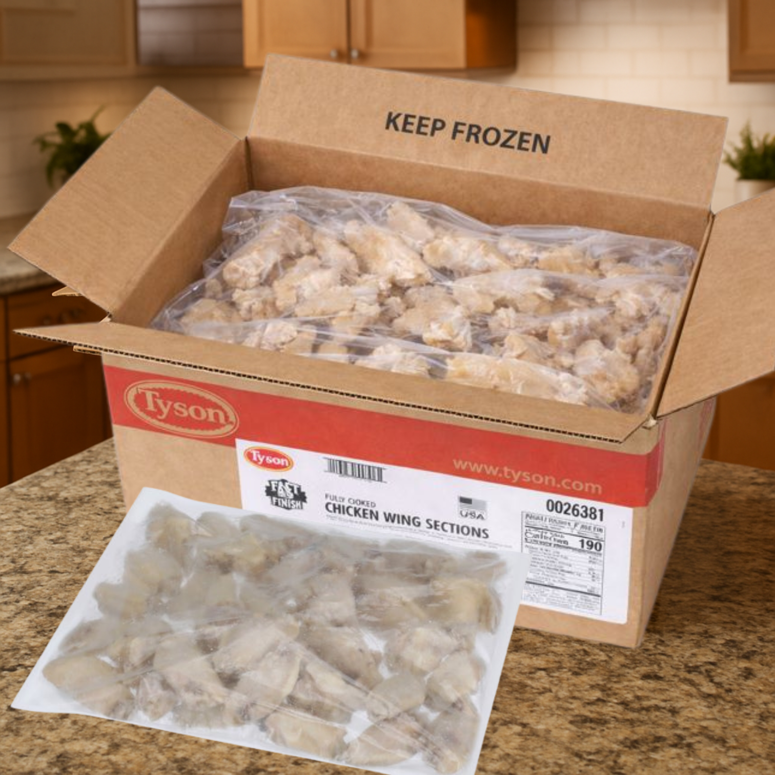 Tyson Foods Steamed Jumbo Chicken Wings – 1st & 2nd Joints (2 × 5 lb Bags)