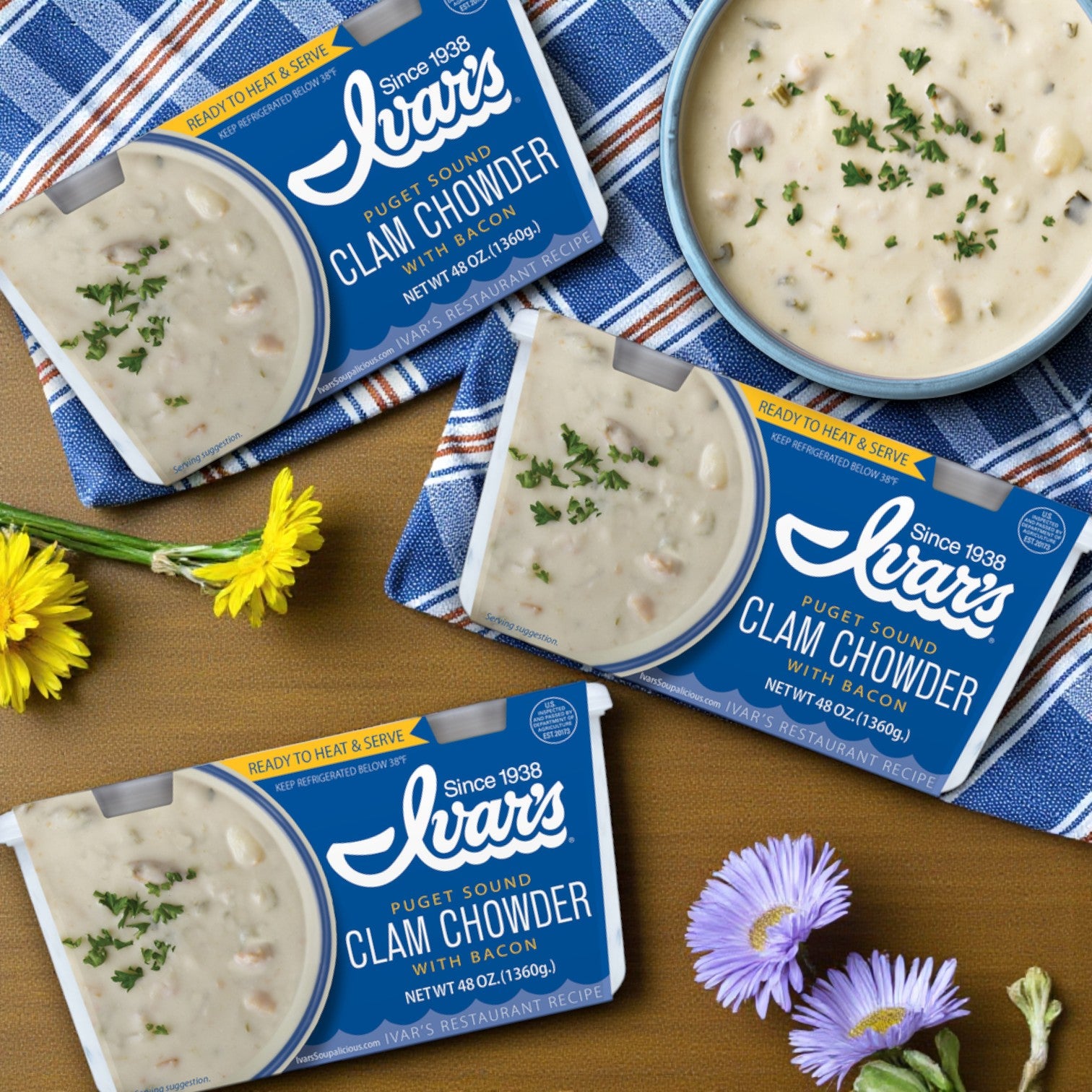 Ivar's Clam Chowder With Bacon-3 Boxes