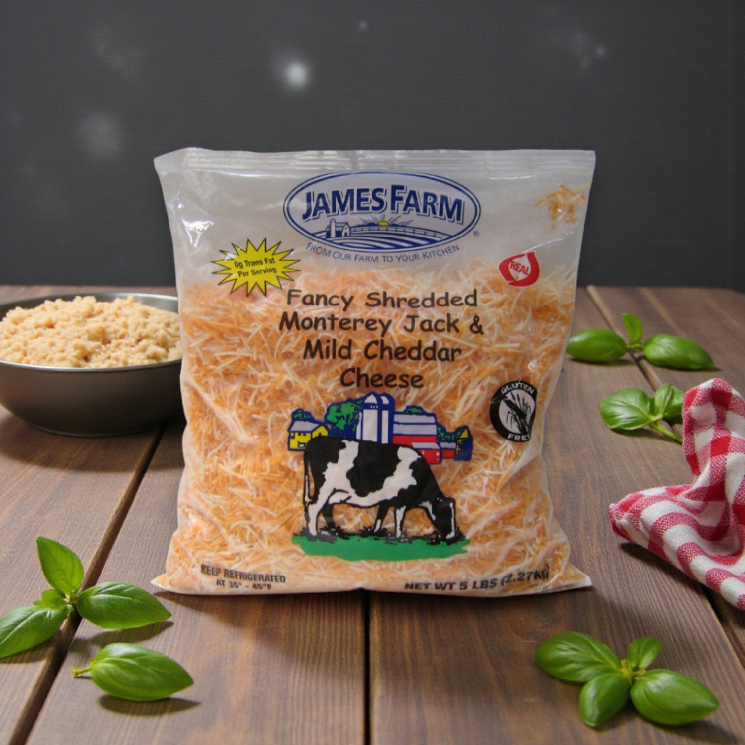 James Farm Fancy Shredded Cheddar & Monterey Jack Cheese – 5 lb Bag