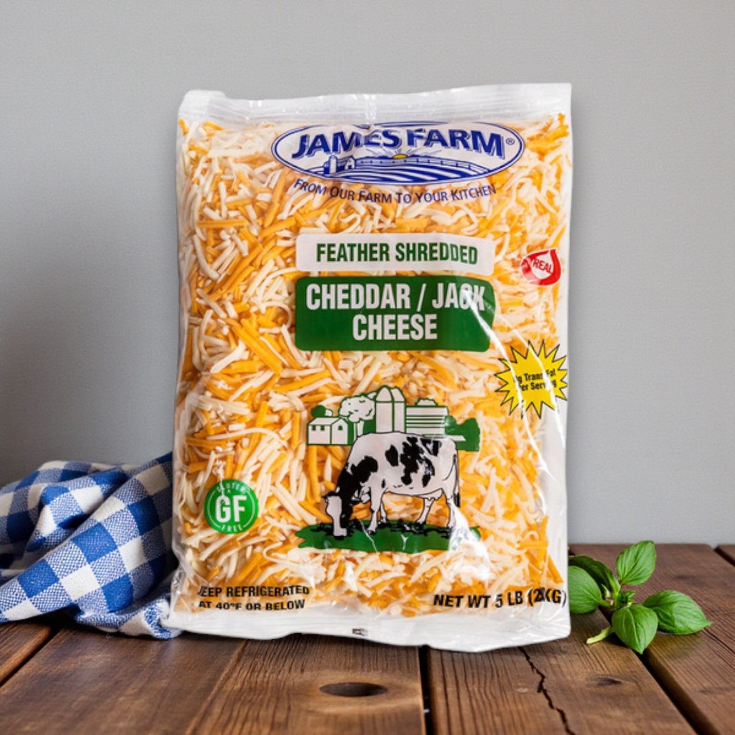 James Farm Shredded Cheddar Jack Cheese – 5 lb Bag