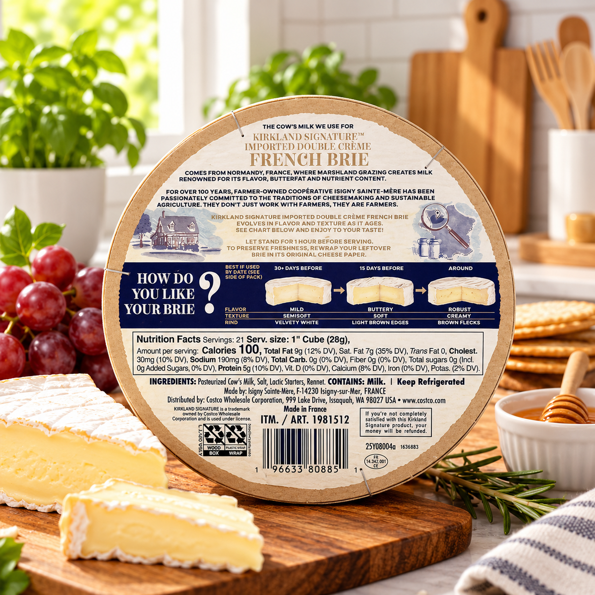 Kirkland Signature Imported French Brie – 21.16 oz (1 Count)