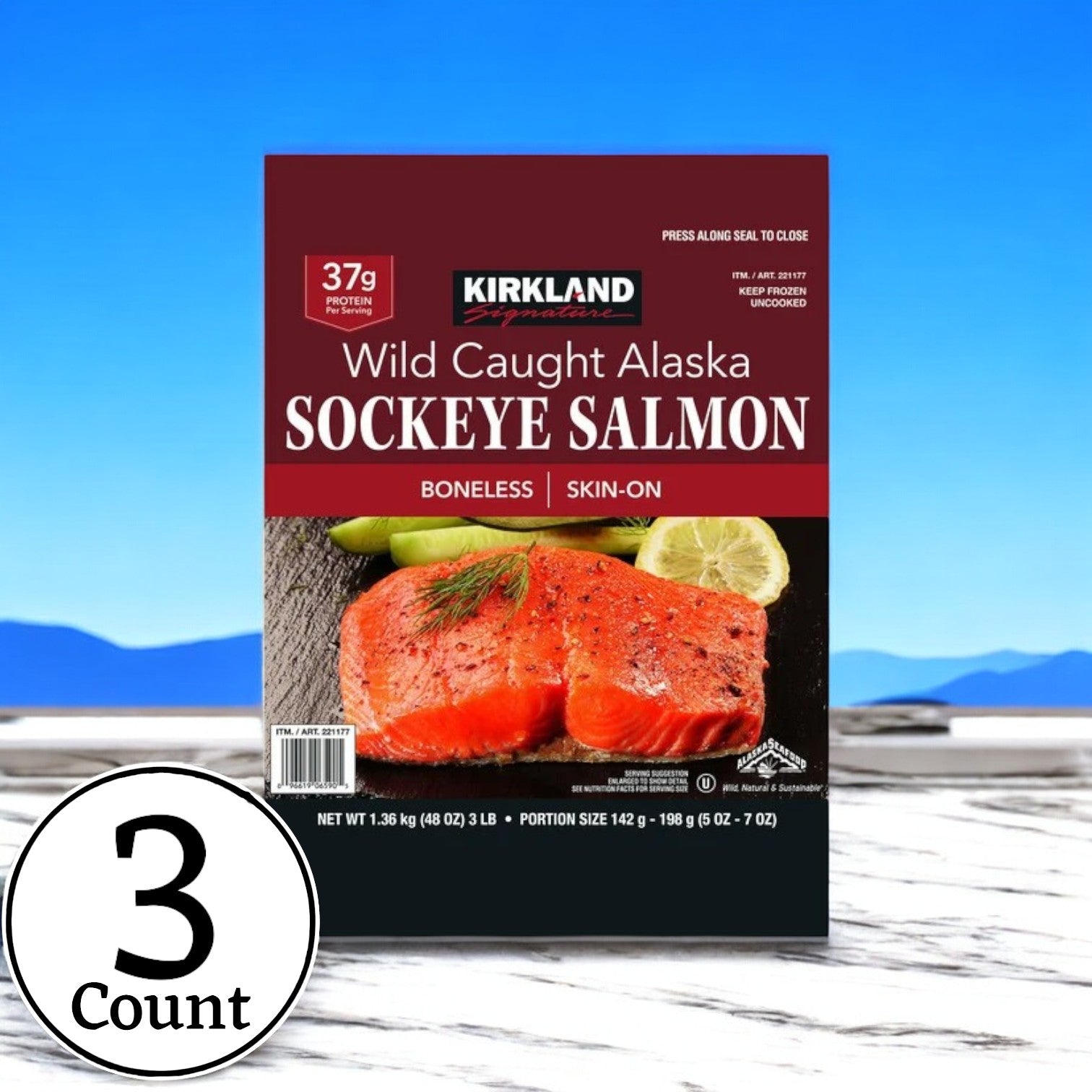 Sockeye Salmon, Kirkland Signature Wild 5 oz - 7 oz Portion, 3 lbs -3
