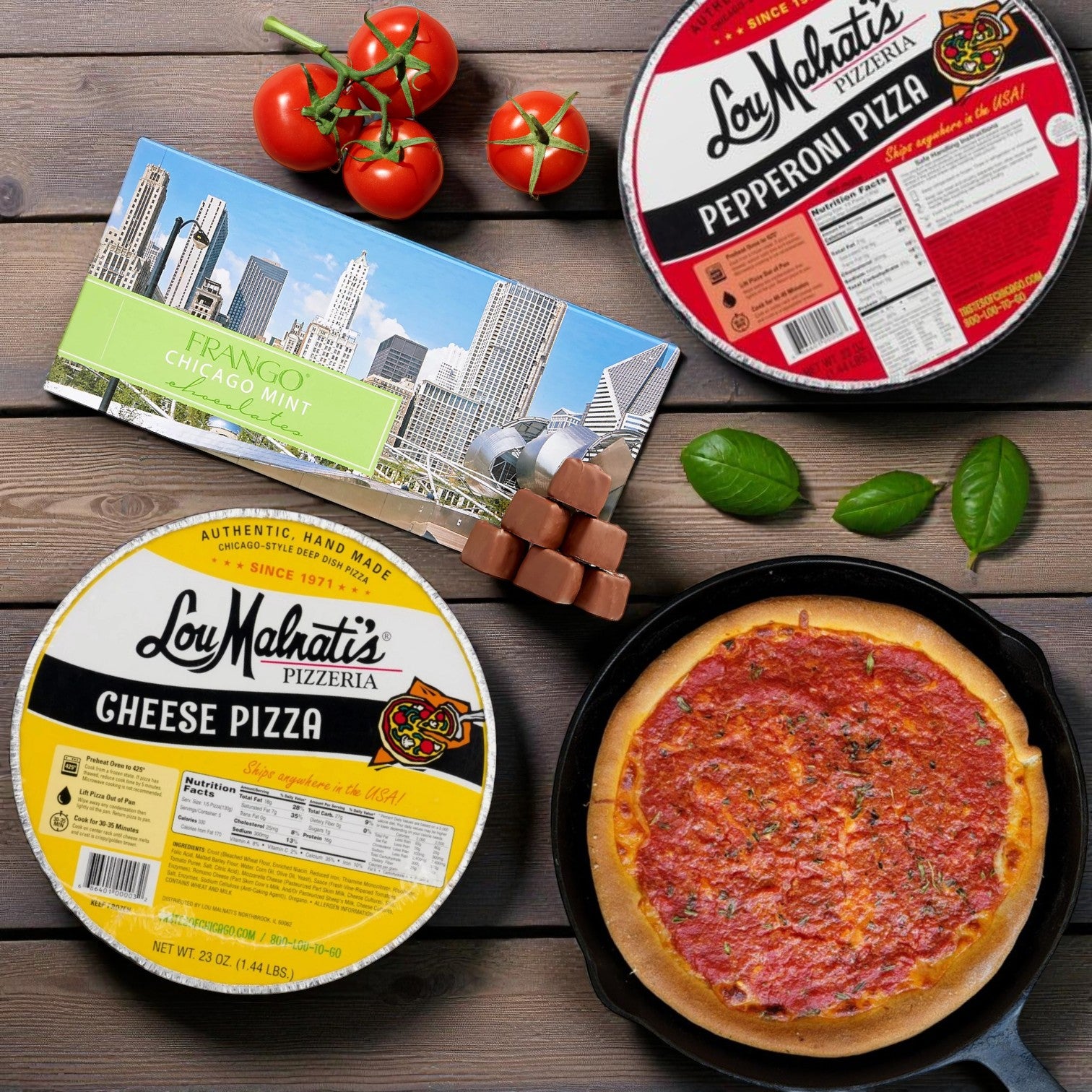 Lou Malnati's Deep Dish Cheese and Sausage Pizza with Frango Mints - 3 Pack Combo!