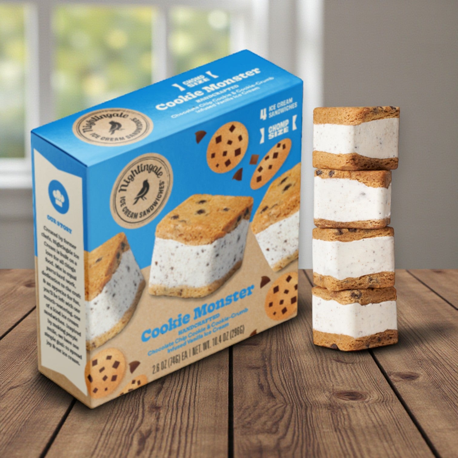 Nightingale Ice Cream Cookie Monster – Chomp Size Ice Cream Sandwich (2.6 oz)