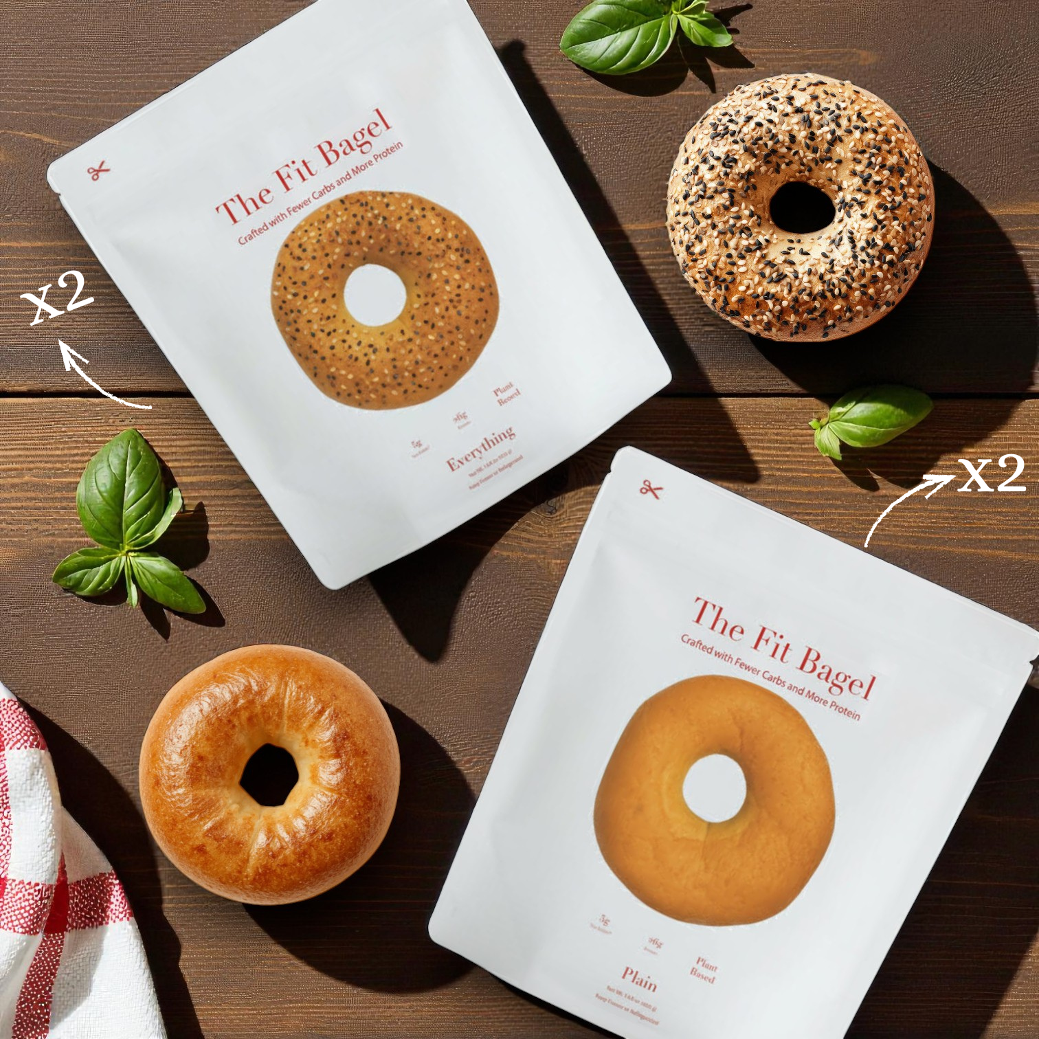 The Fit Bagel Combo – Plain & Everything Bagels (4-Packs Total, 16 Bagels)