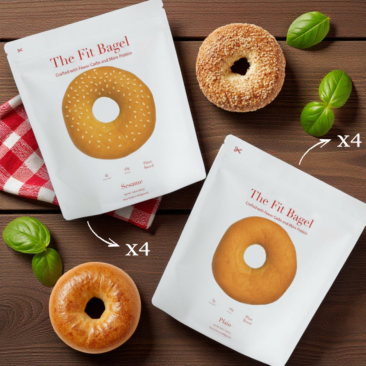 The Fit Bagel Combo – Plain & Sesame Bagels (8 Packs, 32 Total Bagels)