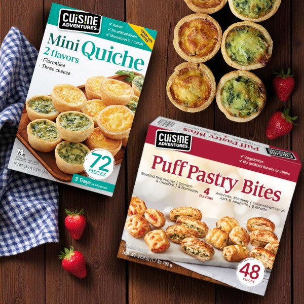 Cuisine Adventures Puff Pastry & Mini Quiche Duo – 120 Total Appetizers