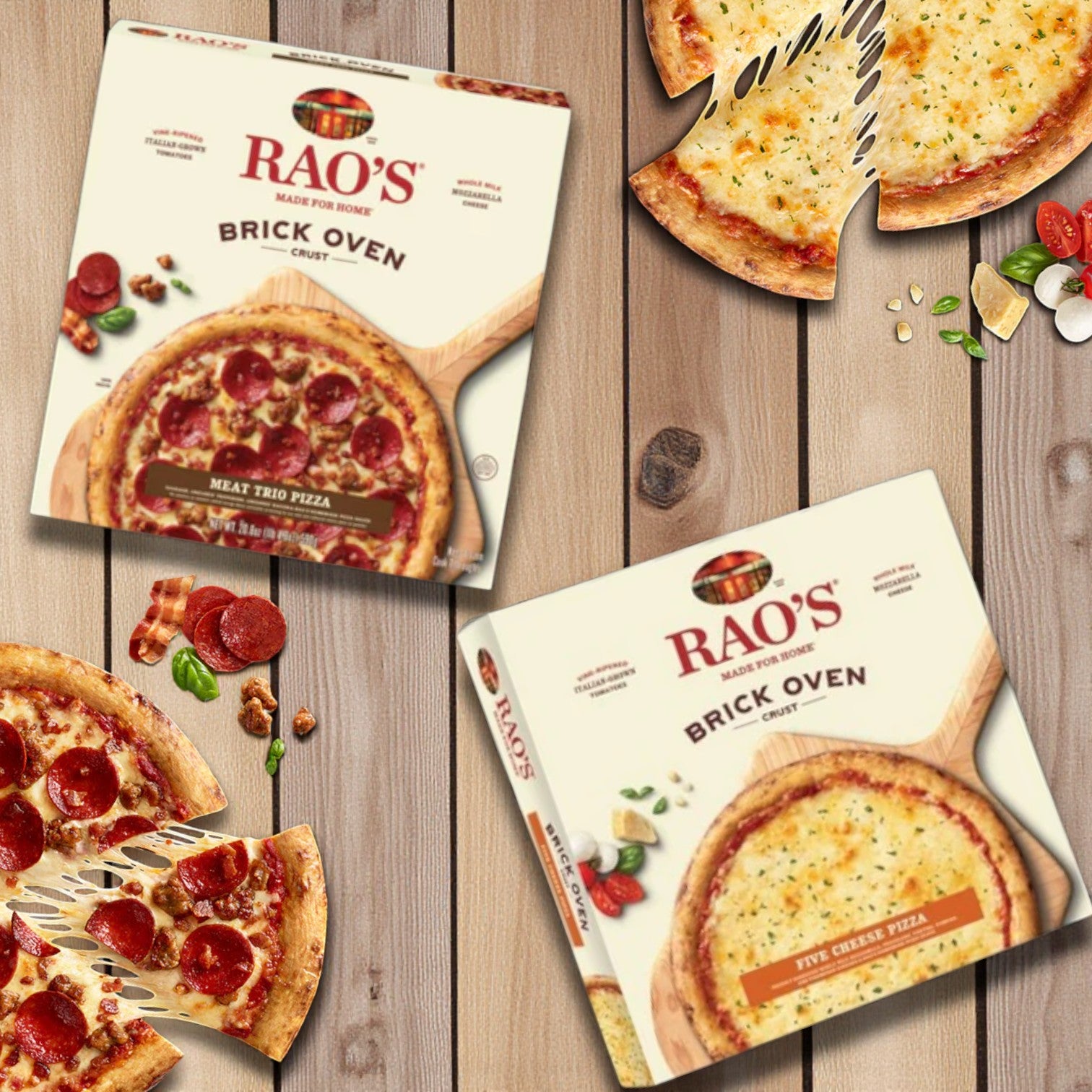 Rao's Pizza Bundle - 1 Meat Trio Pizza, 1 Five Cheese Pizza- 2 Total Pizzas