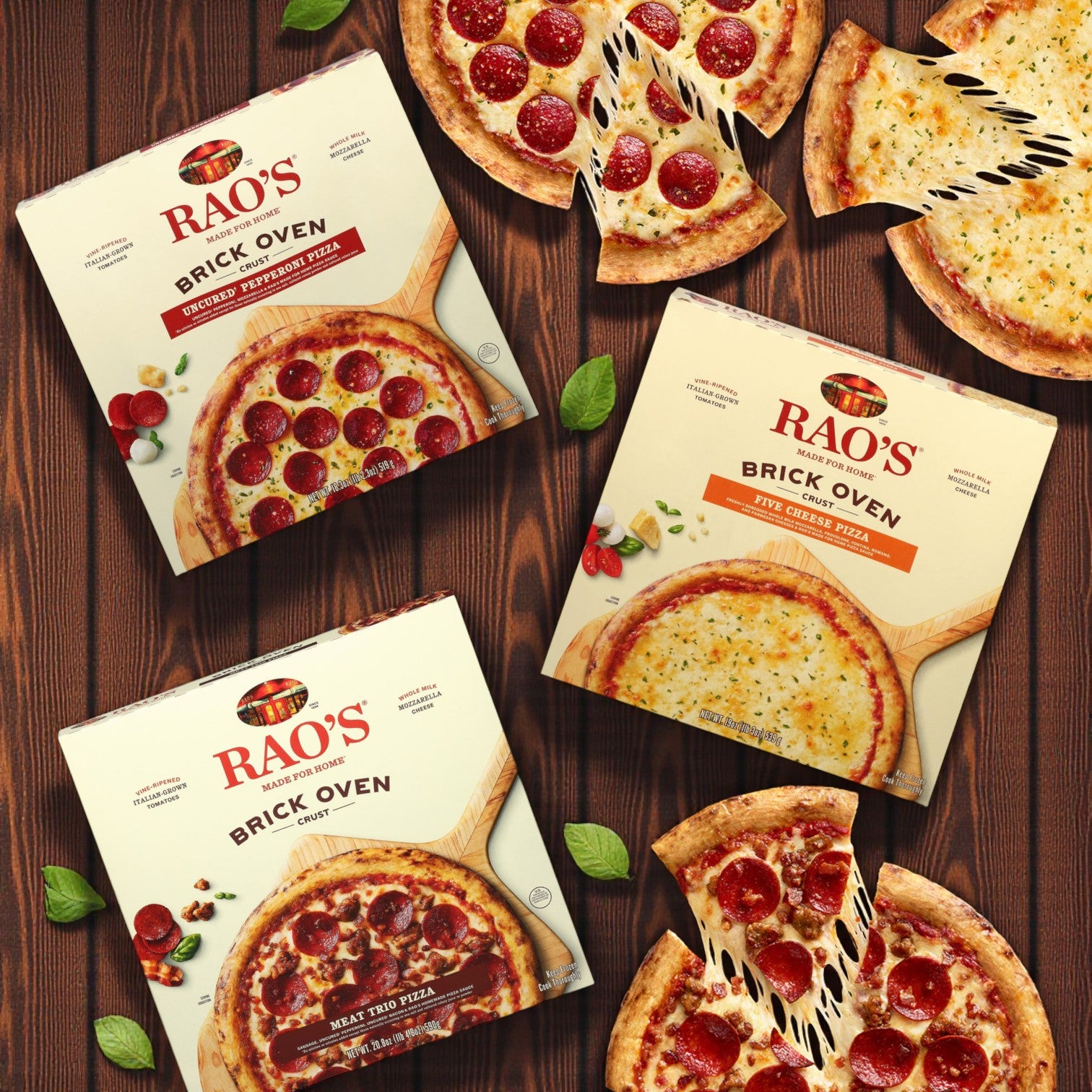 Rao’s Made-for-Home Brick Oven Crust Pizza Combo – Pepperoni • 5-Cheese • Italian Meat Trio