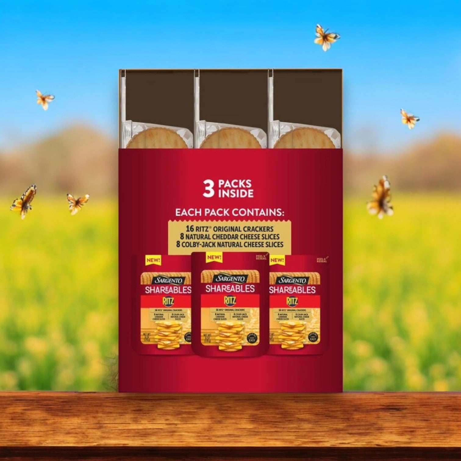 Sargento Shareables Natural Cheddar & Colby-Jack Sliced Cheese with Ritz® Original Crackers Cheese Tray, 6 oz- 3 Packs