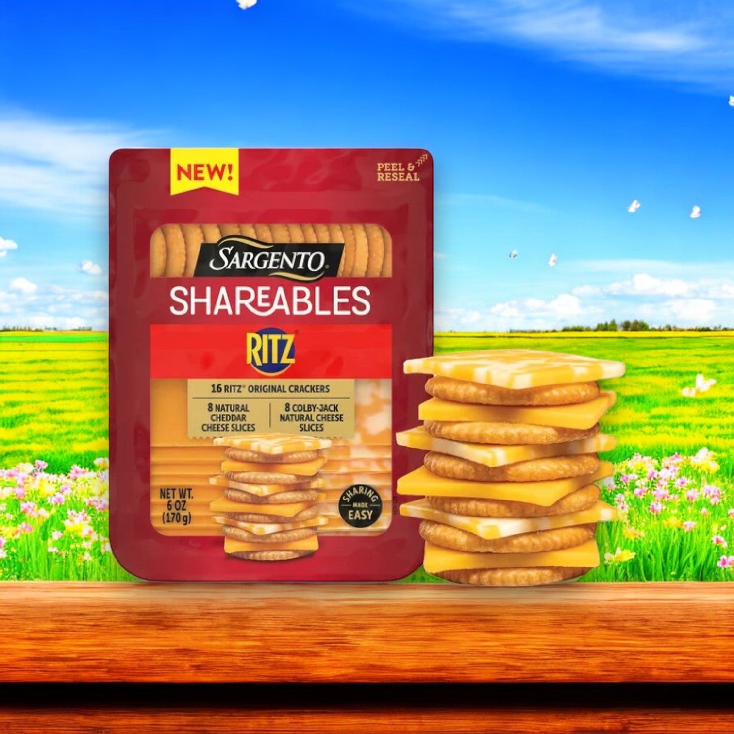 Sargento Shareables Natural Cheddar & Colby-Jack Sliced Cheese with Ritz® Original Crackers Cheese Tray, 6 oz- 3 Packs