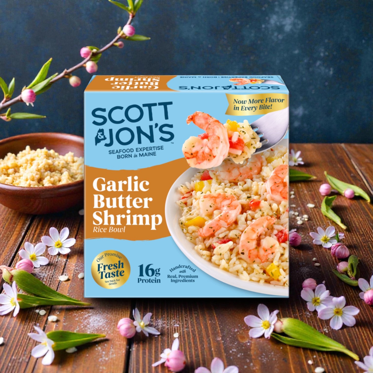 Scott & Jon’s Garlic Butter Shrimp Rice Bowl – Frozen Meal (9.6 oz)