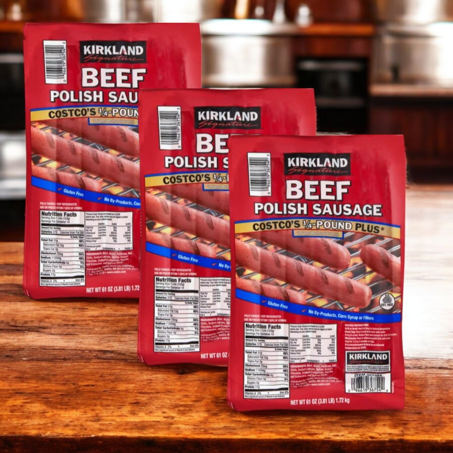Kirkland Beef Polish Sausage 3‑Pack Bundle | Easy Lunches