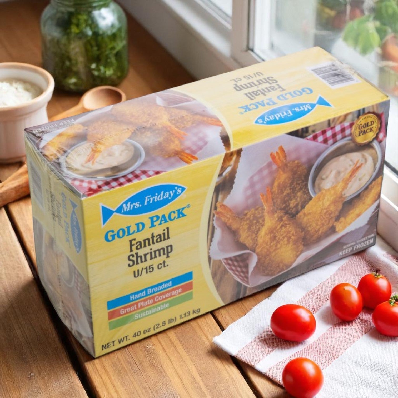 Mrs. Friday's® Breaded Fantail Shrimp – U-15 Count (6 A Case Of 2.5 lb