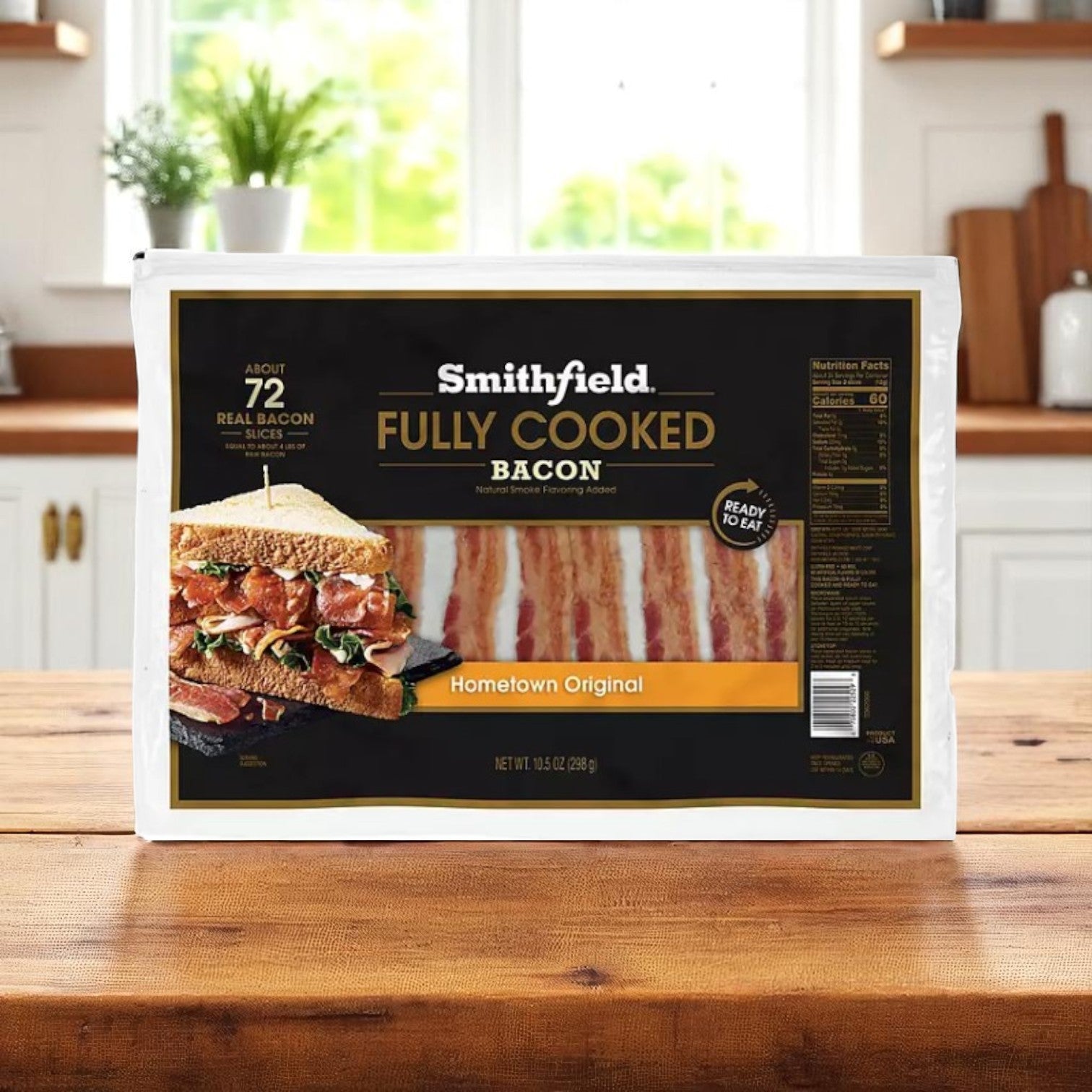 Smithfield Fully Cooked Bacon 10.5 Oz-72 Count- 1 Pack