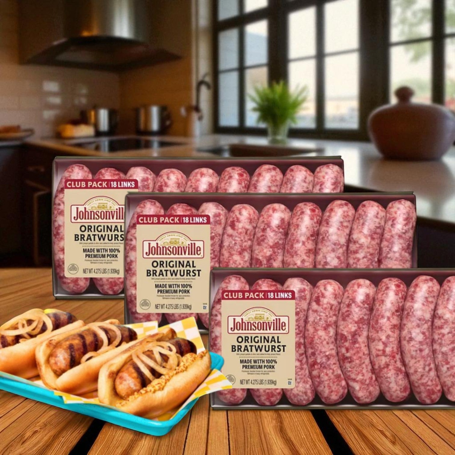 Johnsonville Brats Original Pork Bratwurst Links-3 Cases (54 Count)
