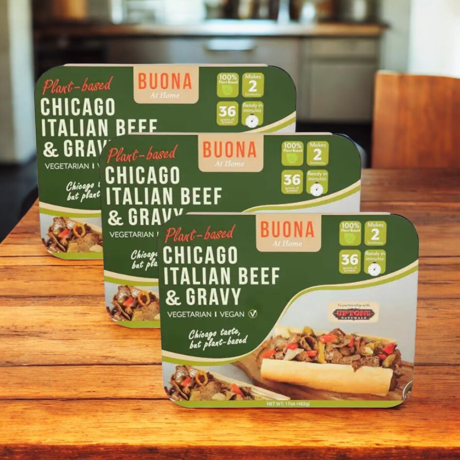 Buona Plant-based Chicago Italian Beef & Gravy- 3 Count