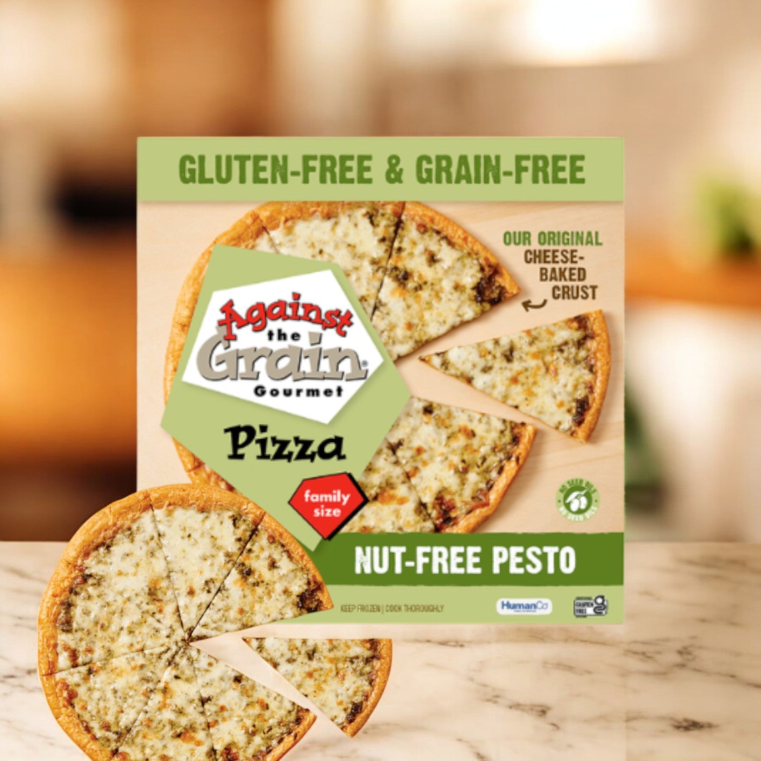 Against the Grain Gourmet Pizza, Nut-Free Pesto, Family Size – 22.4 oz