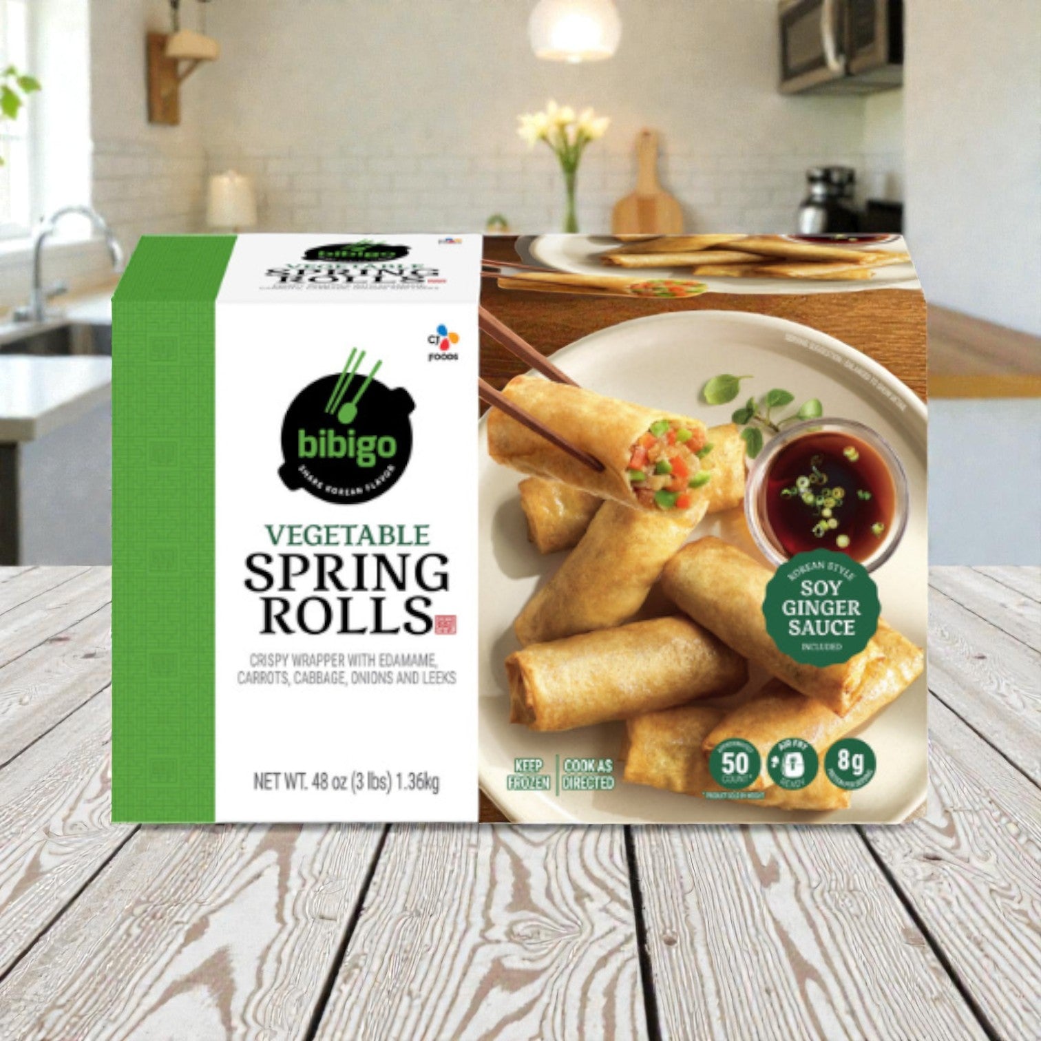 Bibigo Vegetable Spring Rolls with Soy Ginger Sauce, 48 oz