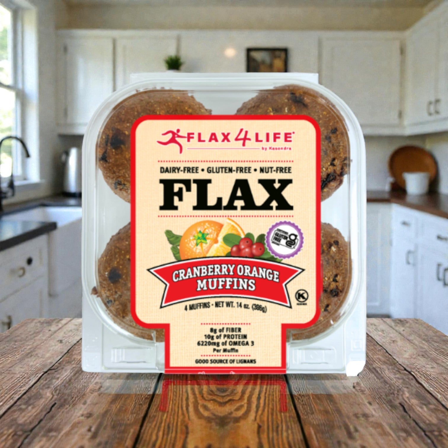 Flax4Life Cranberry Orange Muffins-14 Oz- 4 Muffins Per Pack