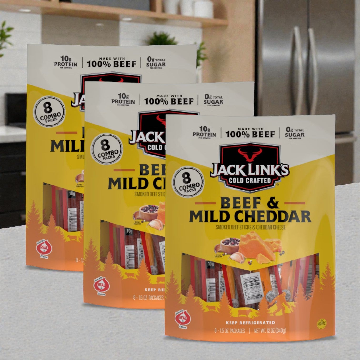 Jack Link's Cold Crafted Beef and Cheddar Cheese - 12oz- 3 Packs