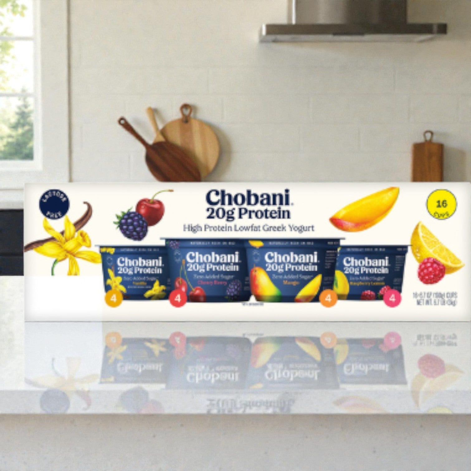 Chobani Less Sugar Greek Yogurt Pack, 5.3 oz. 16 Count