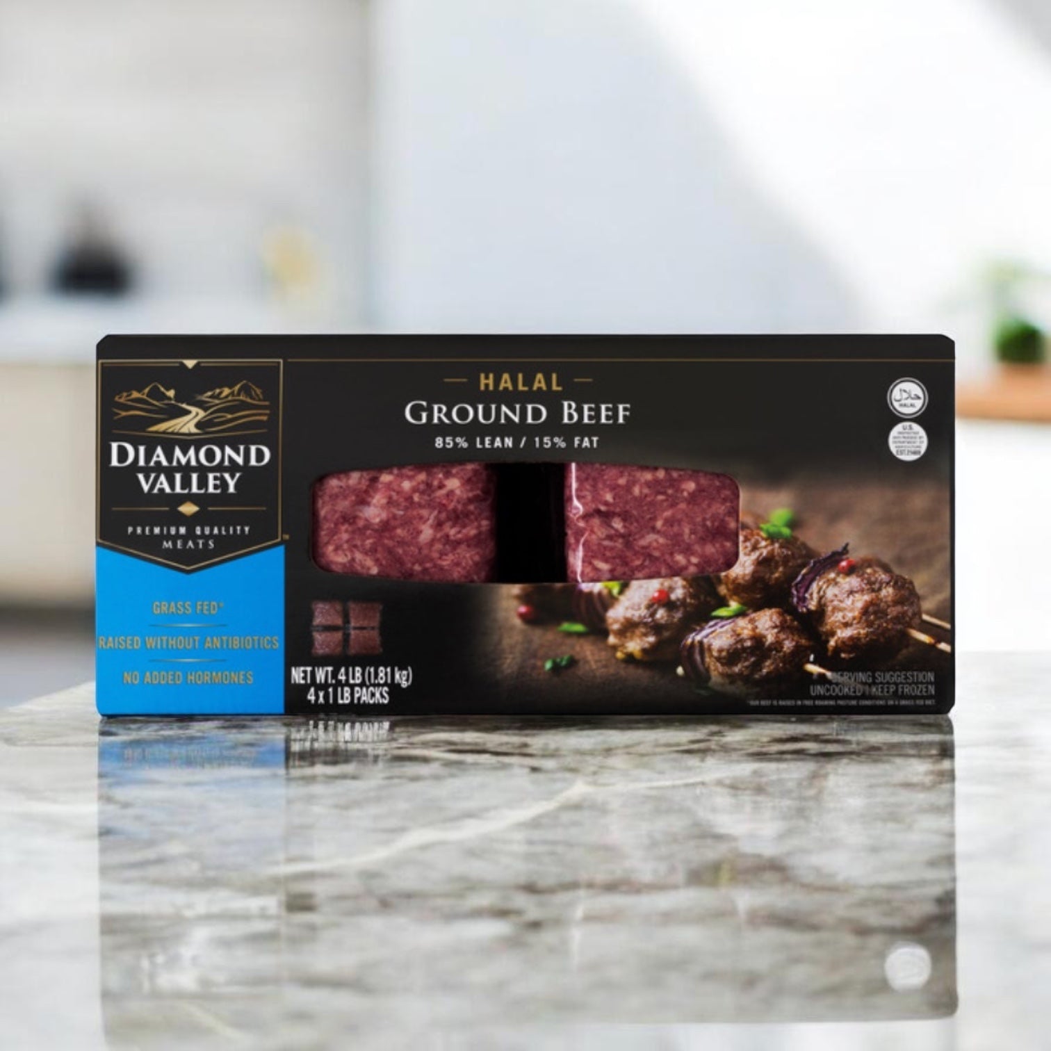 Diamond Valley Halal Ground Beef, 85% Lean – 4 LB