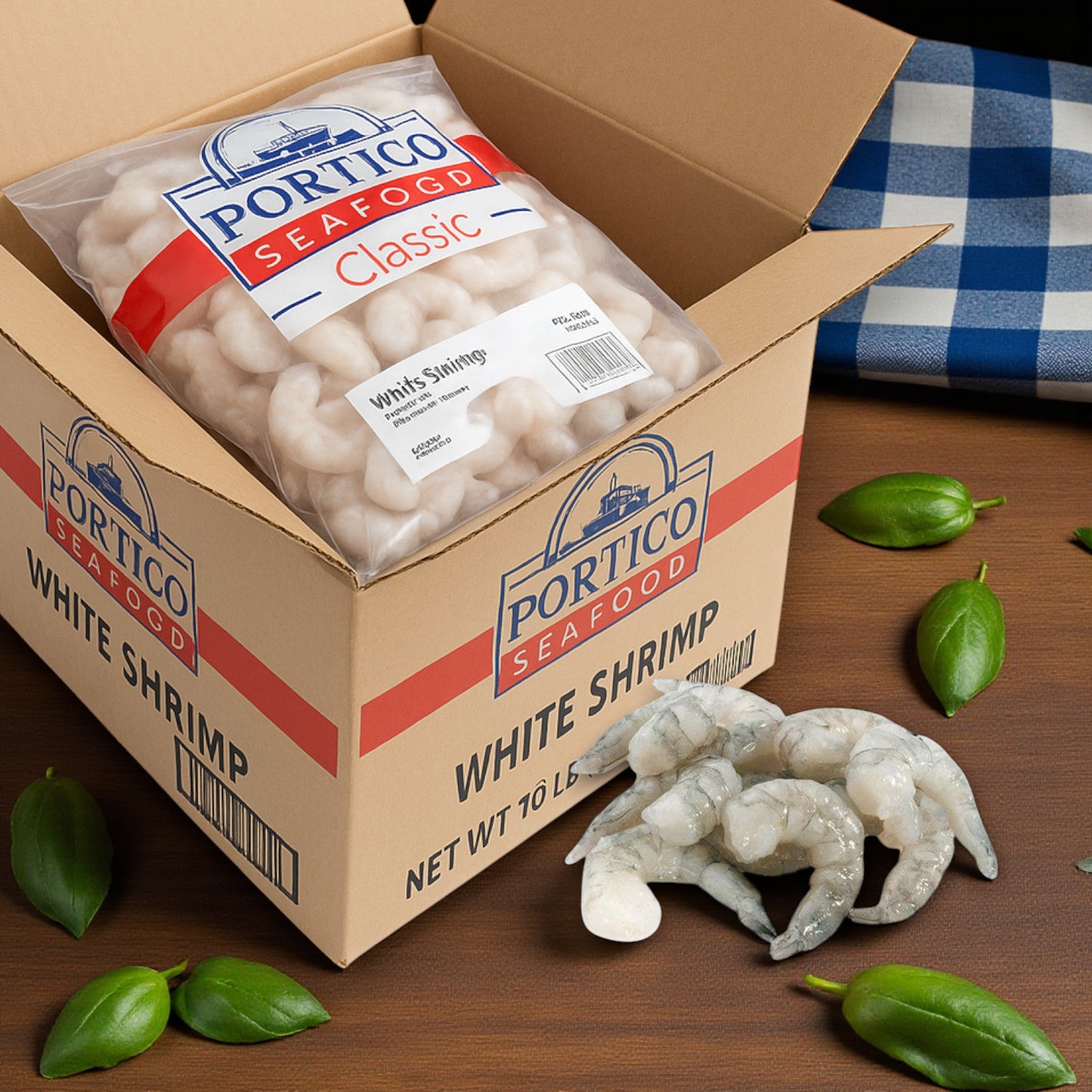 Shrimp White Peeled and Deveined, Tail-Off (26/30 Count) — 4/2.5 lb Bags