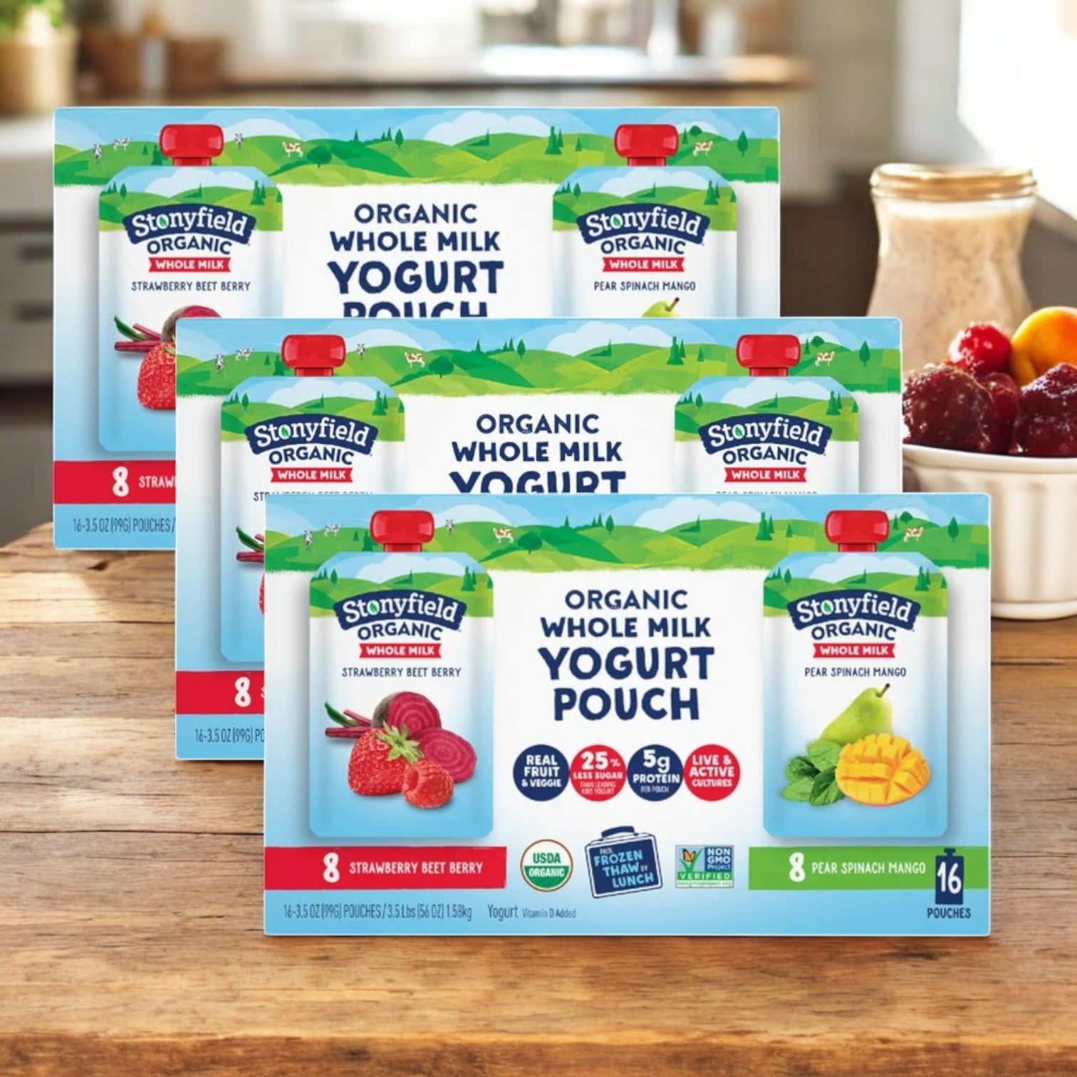 Stonyfield Organic Yogurt Pouch, Variety Pack, oz, 16-count Pa