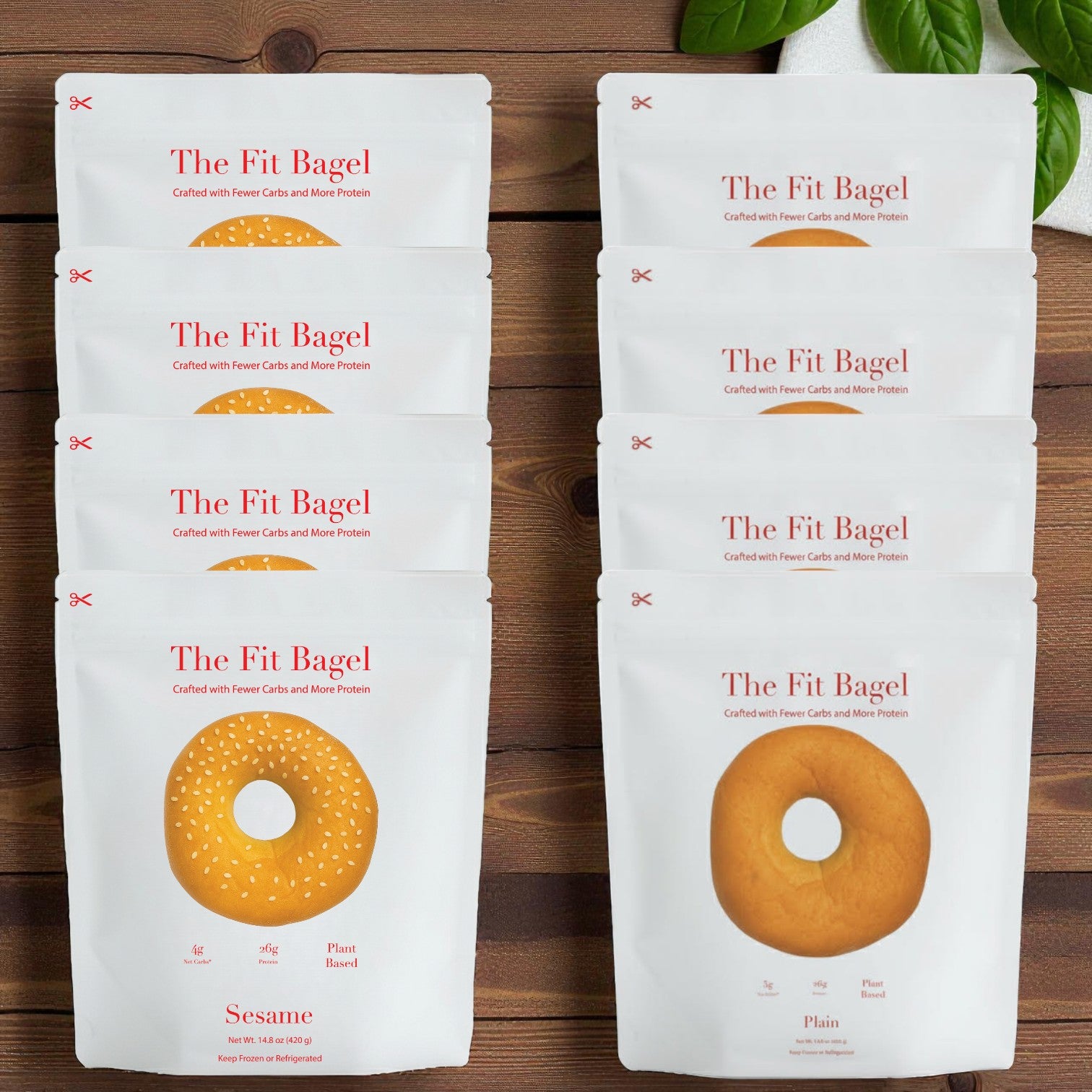 The Fit Bagel Combo – Plain & Sesame Bagels (8 Packs, 32 Total Bagels)