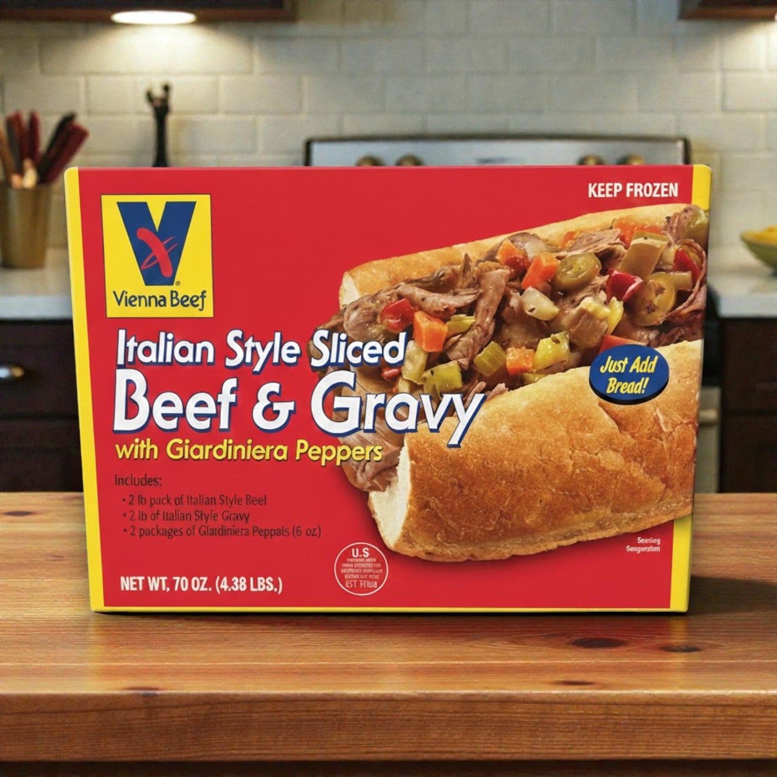 Vienna Beef® Italian Style Sliced Beef & Gravy with Giardiniera Peppers, 70 oz– 4 Packs