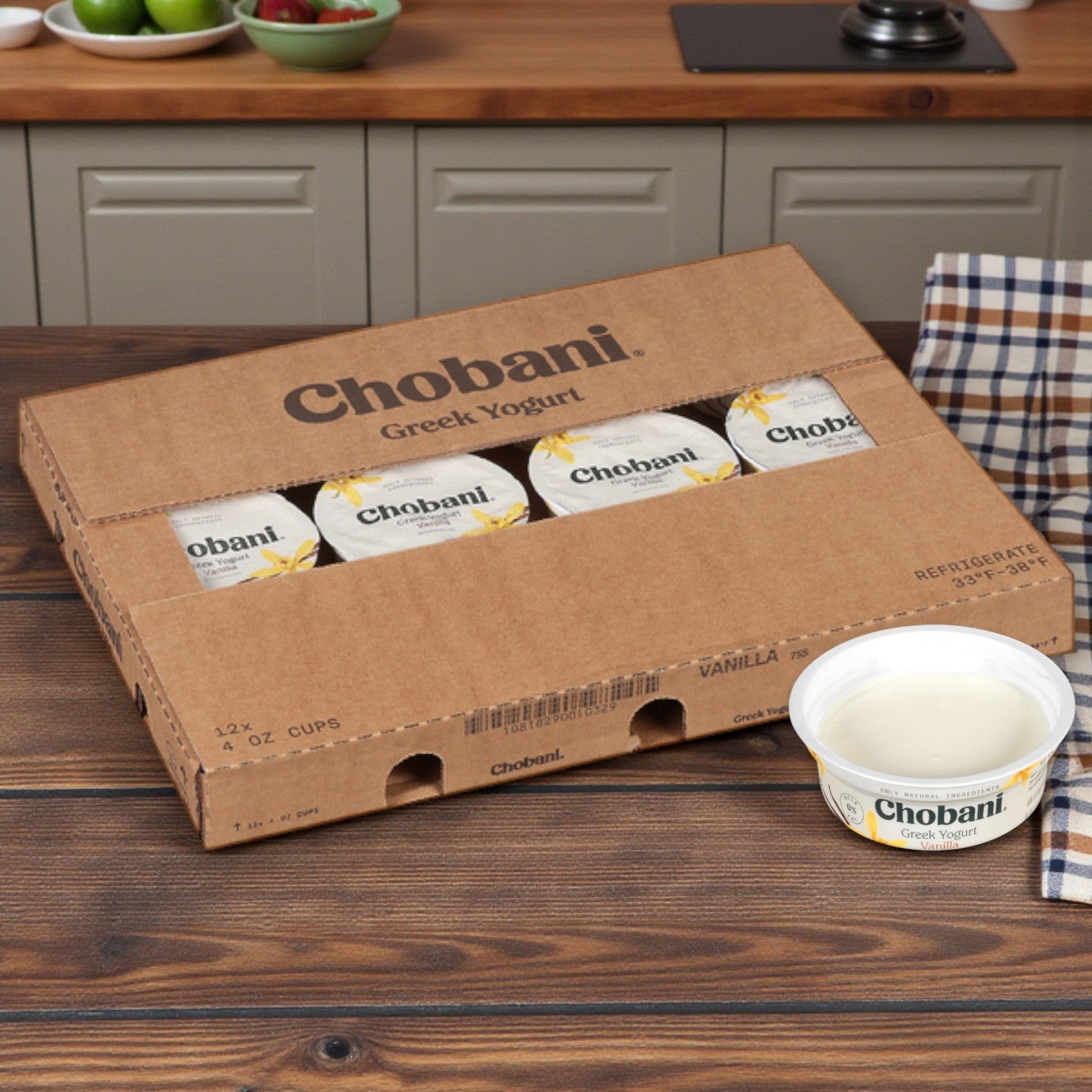 Chobani Greek Yogurt — Vanilla Non-Fat (12 × 4 oz)