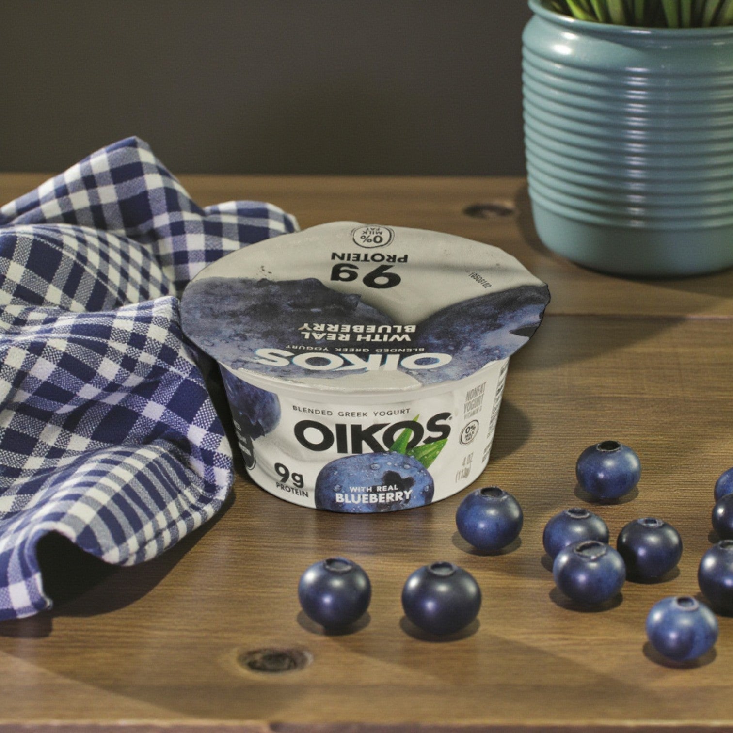 Oikos Greek Yogurt — Blueberry Blended (12 × 4 oz)
