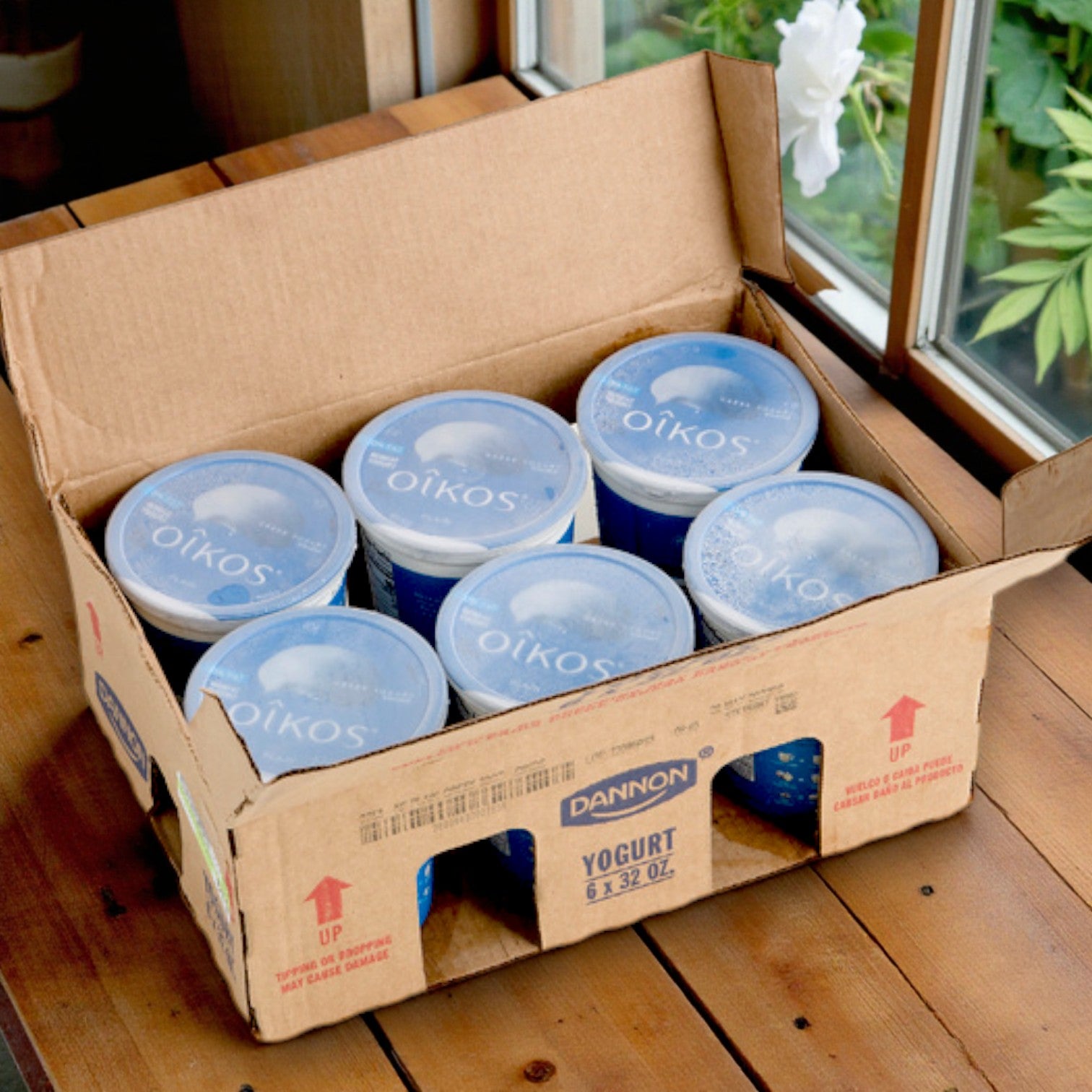 Oikos Greek Yogurt — Plain Non-Fat (6 × 32 oz)