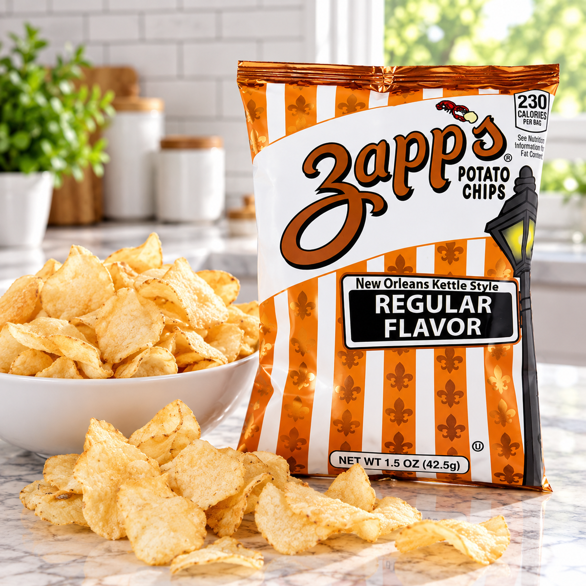 Zapp's New Orleans Kettle Style Original Potato Chips – 60 × 1.5 oz Bags (1 case )