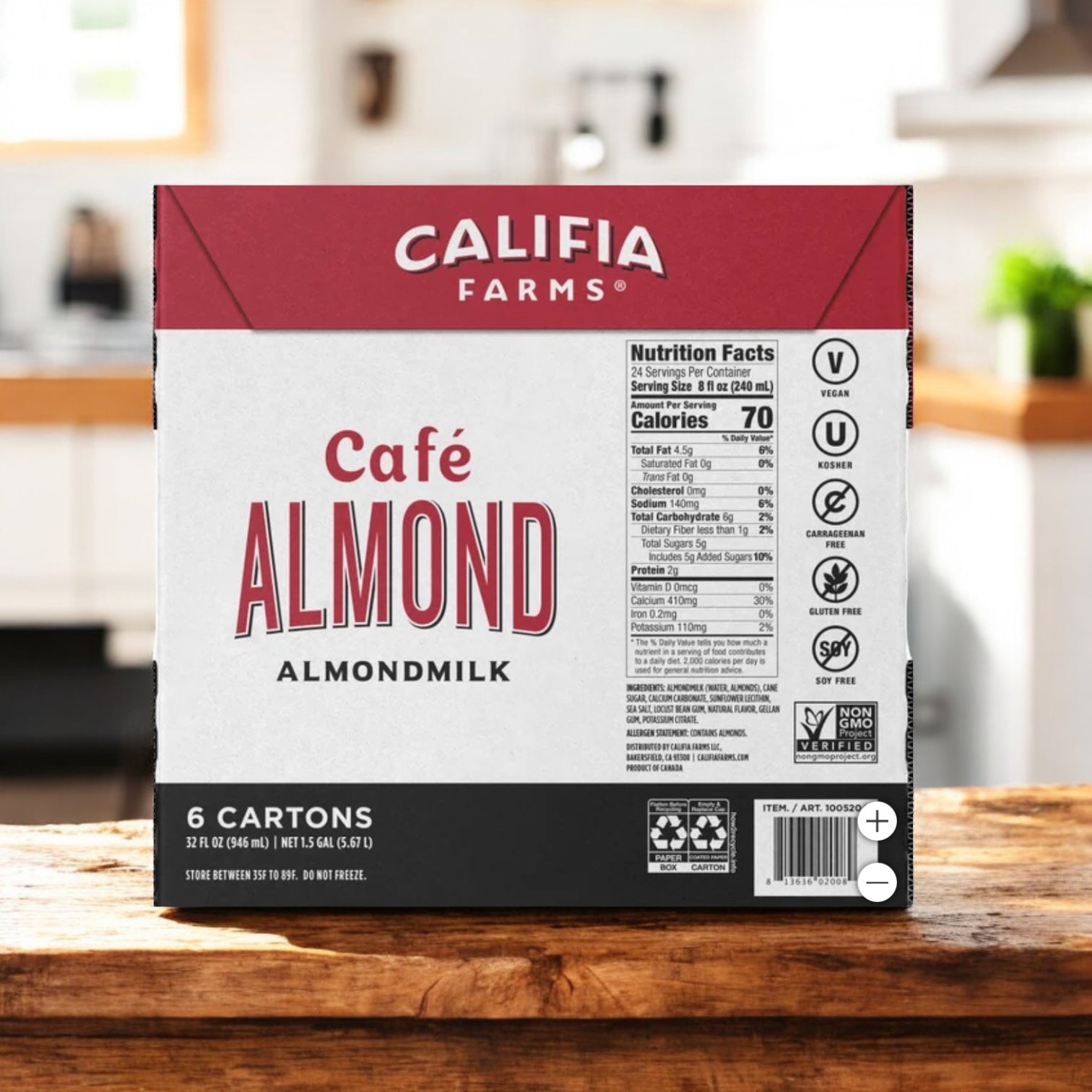 Califia Farms Cafe Almond Milk - Dairy Free 32 oz., 6 Count , 1 Pack