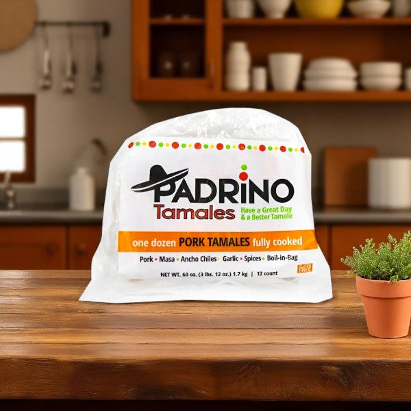 Padrino Tamales Pork, 60 oz-1 Case