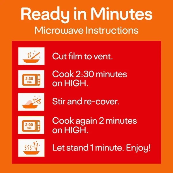Microwave instructions for Lean Cuisine Protein Kick Frozen Roasted Turkey Breast-1 Count: Cut film, microwave on high for 2:30 minutes, stir and recover, cook on high for another 2 minutes, let stand 1 minute.