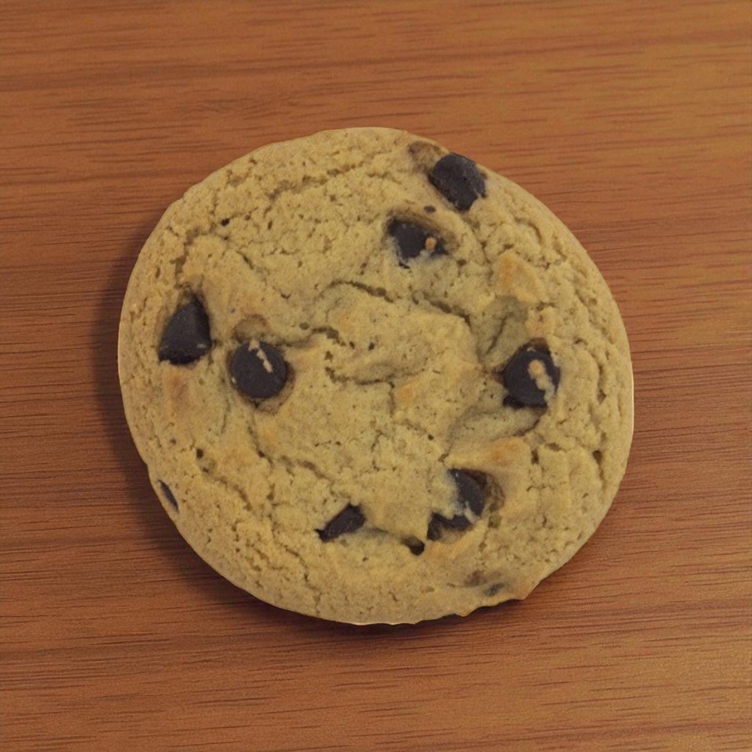 A Baker’s Source Classic Chocolate Chip Cookie – Individually Wrapped (144/1 oz) from Lender's Bagel rests on a wooden surface beside a tray of hinged buns prepared for foodservice.