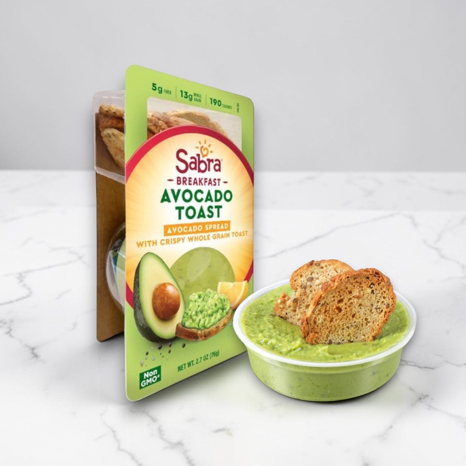 Sabra Avocado Chunky Spread with Toast – 8 Pack (2.7 oz Cups)