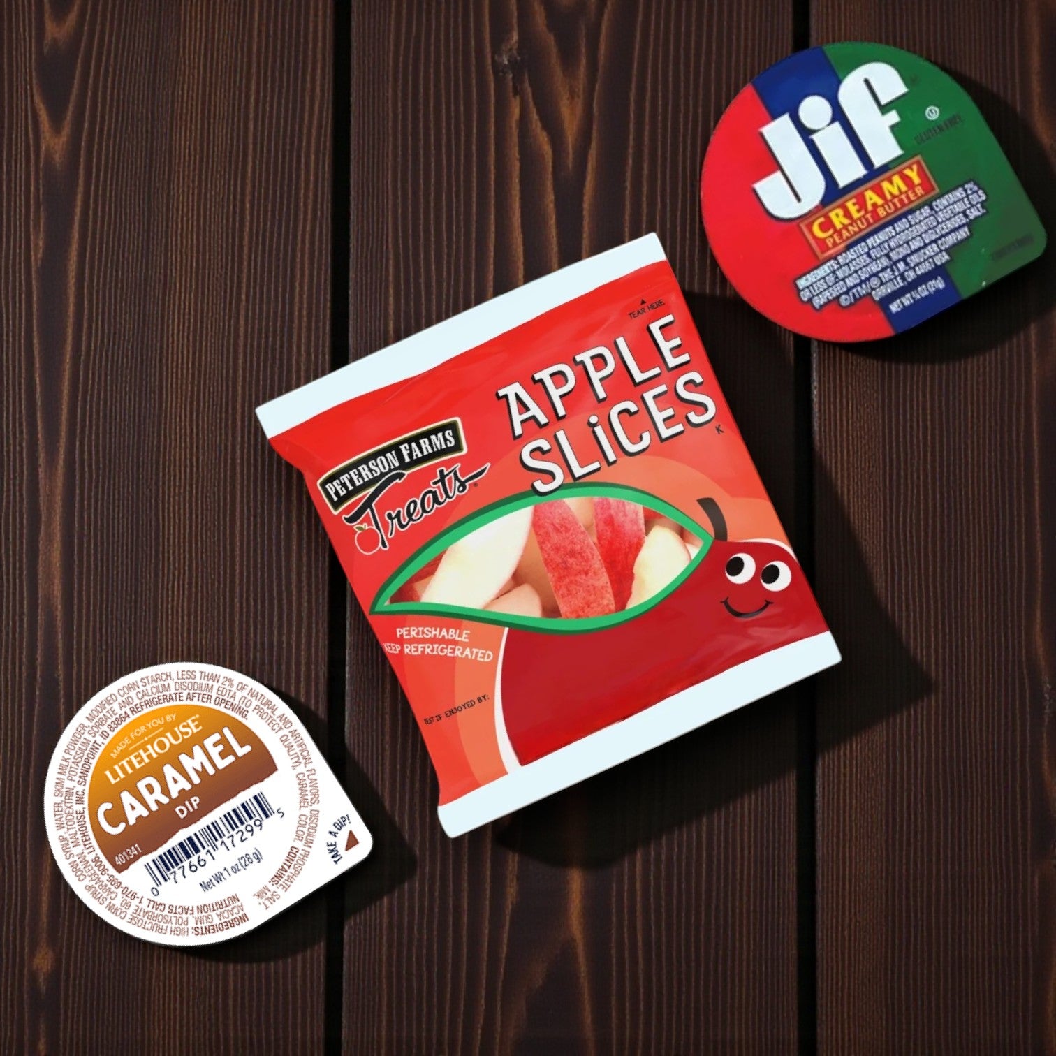 Fresh Apple Snacks (100) With Caramel Dips (50) and Peanut Butter Cups (50) Combo Pack!
