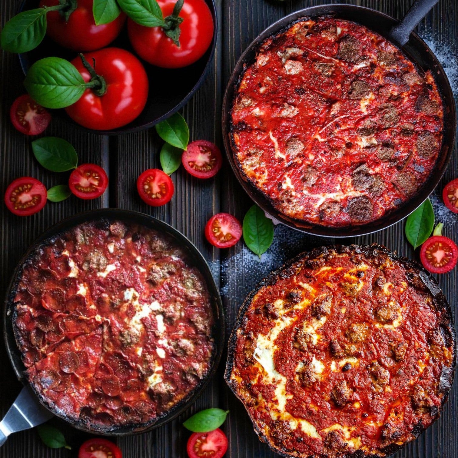 Pequods Deep Dish Pizza 3-Pack Combo, 10 Inch Pizzas- Cheese, Pepperoni & Sausage