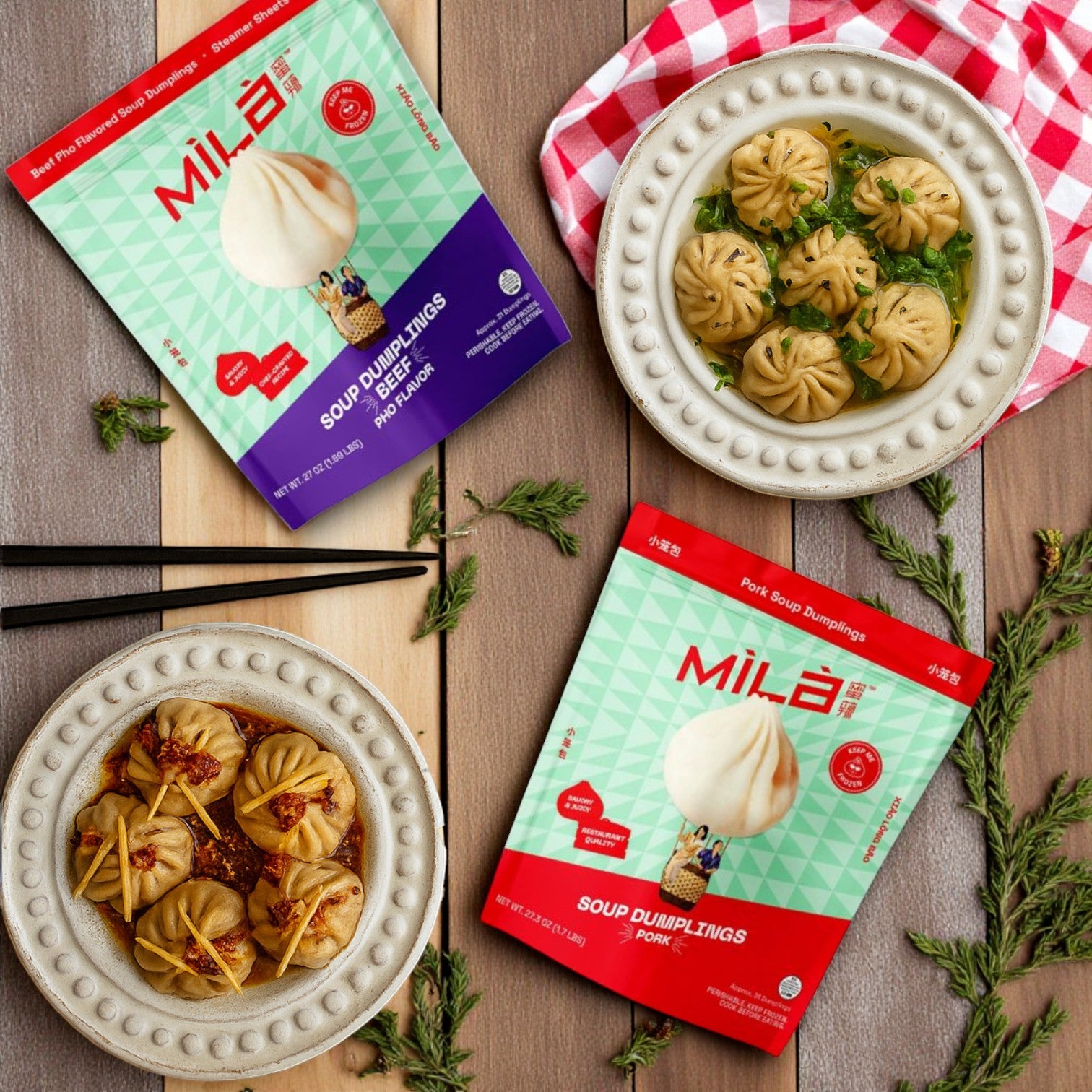 Mila Soup Dumpling Combo – Pork & Beef Pho Flavored Dumplings